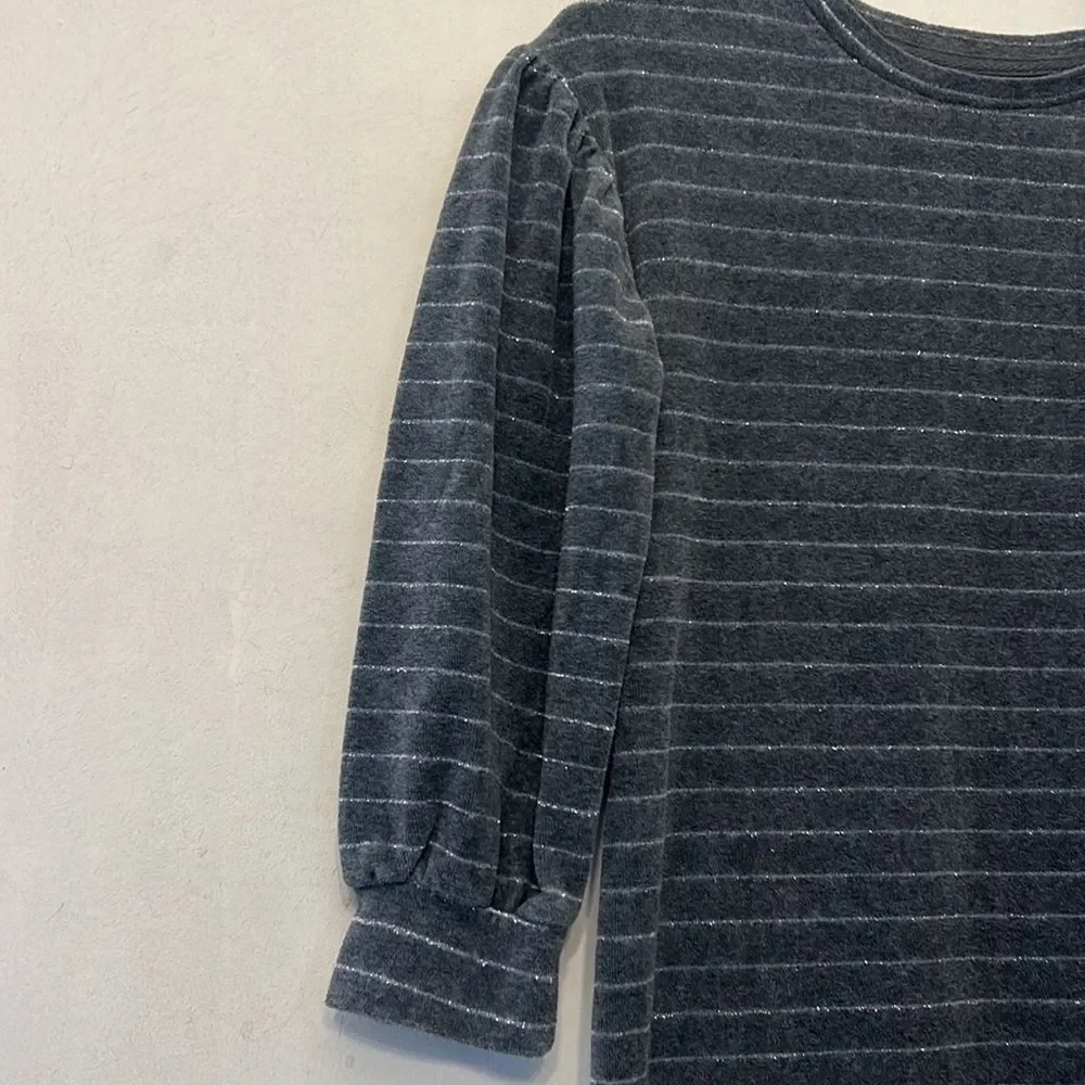 Gap Kids long sleeve gray striped sparkle dress Size L EUC